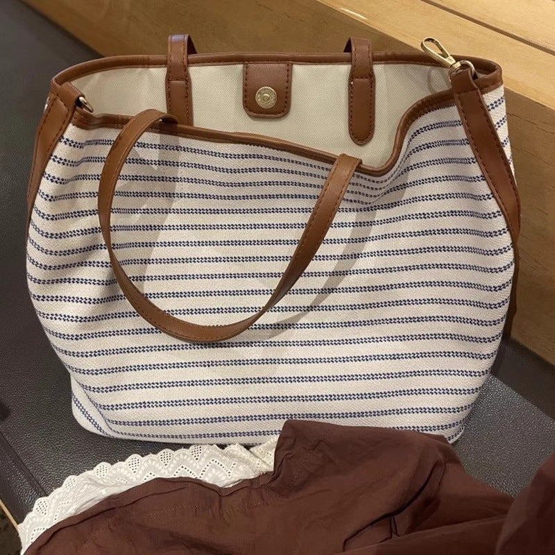 Striped Canvas Tote Bag