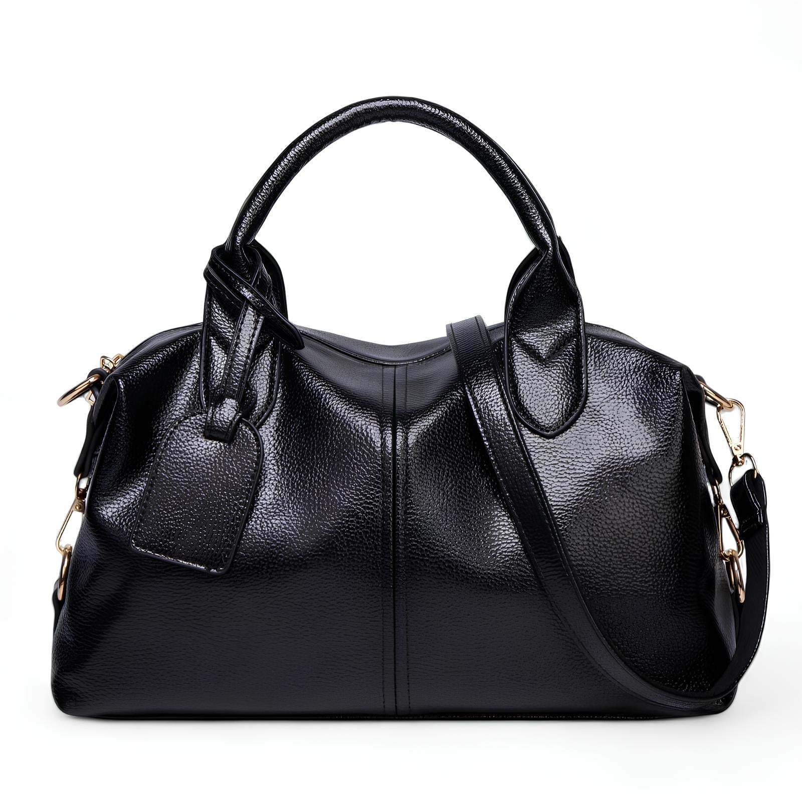 Textured Leather Shoulder Handbag-dione couture20260420-Calm Wears-Black-Calm Wears