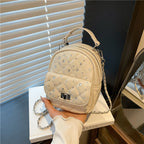 Quilted Mini Backpack with Rhinestone Accents