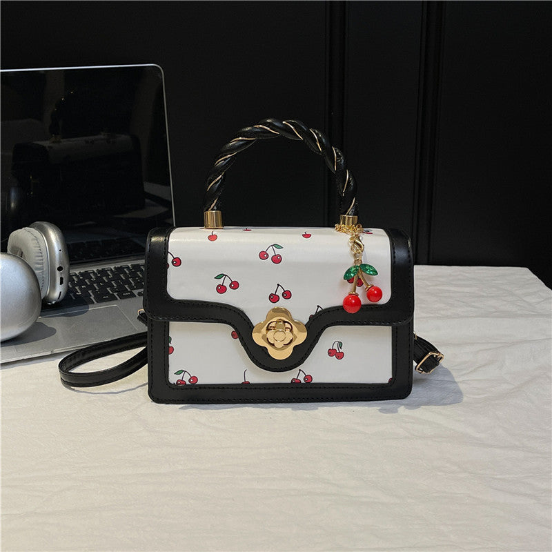 Playful Cherry Print Mini Satchel Handbag