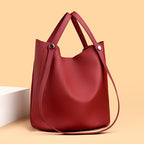 Casual Leather Bucket Bag