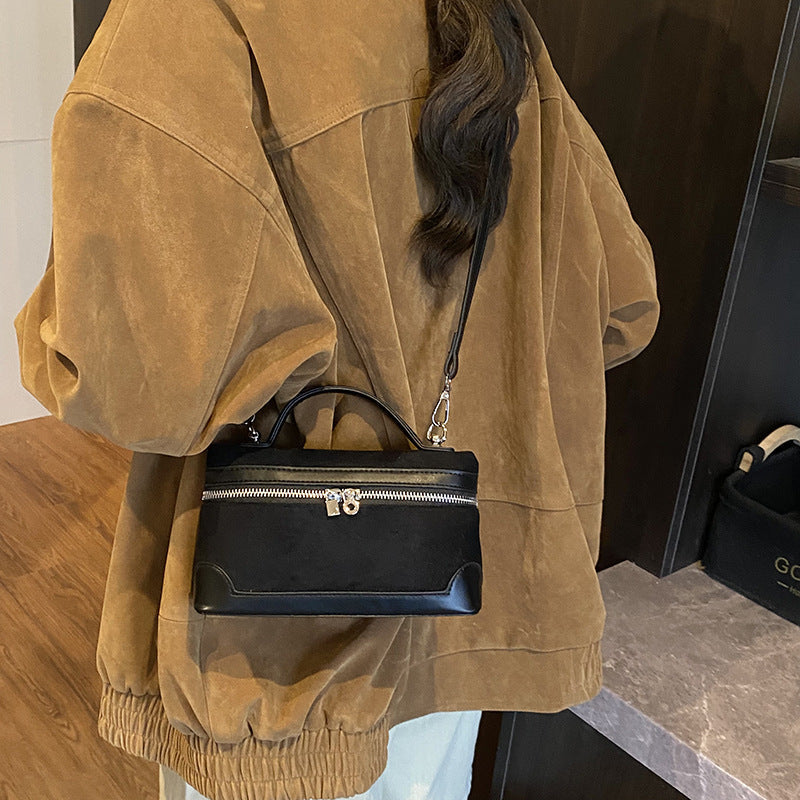 Women's shoulder bag made of soft suede leather with practical compartments-https://detail.1688.com/offer/986186060235.html-Calm Wears-Black-nothing-Calm Wears