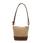 Woven Straw and Leather Crossbody Bag