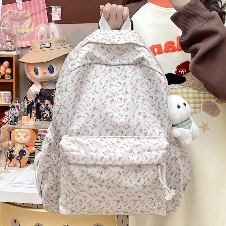 Backpack with Floral Design and Practical Compartments