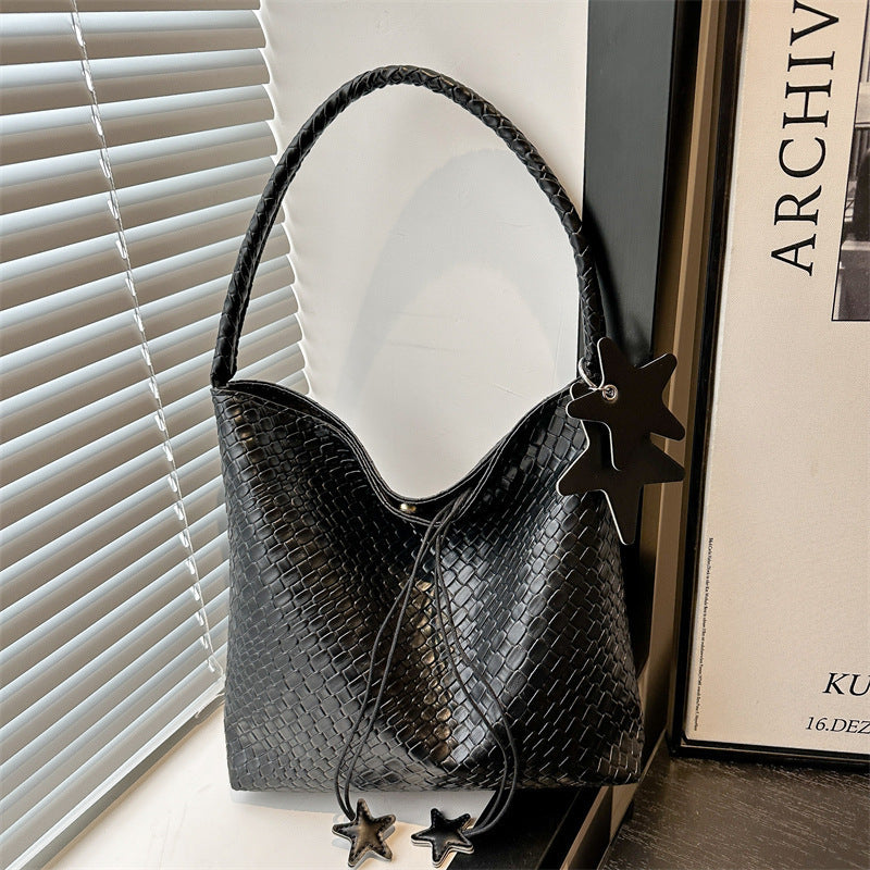 Textured Weave Handheld Shoulder Bag