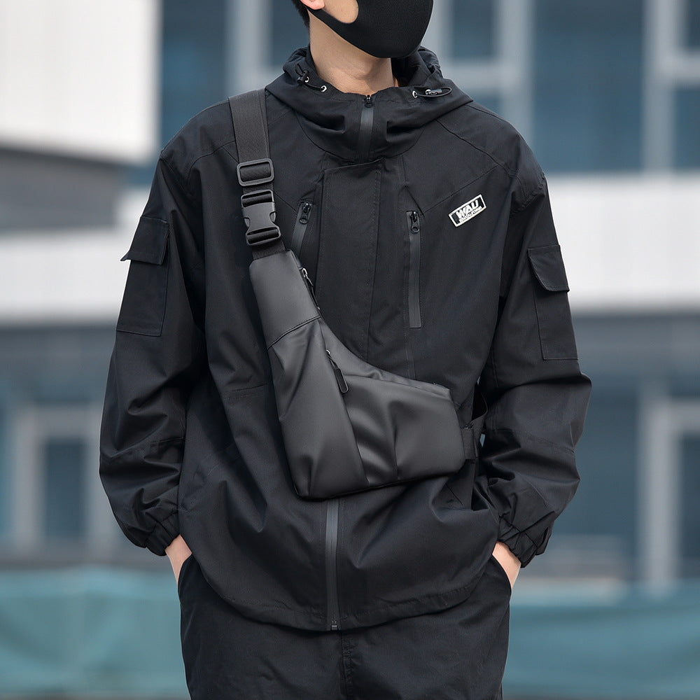 Sling bag with ergonomic design and water-repellent material