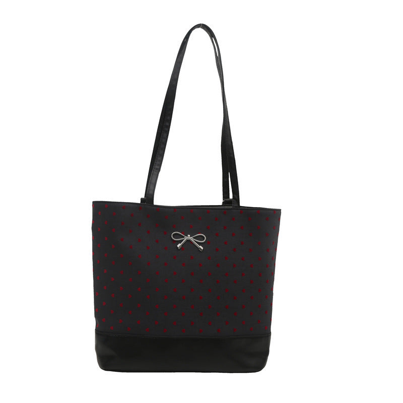 Heart-Embellished Canvas Tote Bag