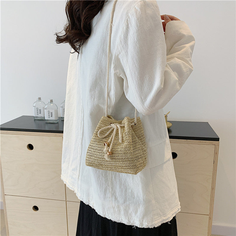 Bohemian-Inspired Woven Mini Drawstring Bag