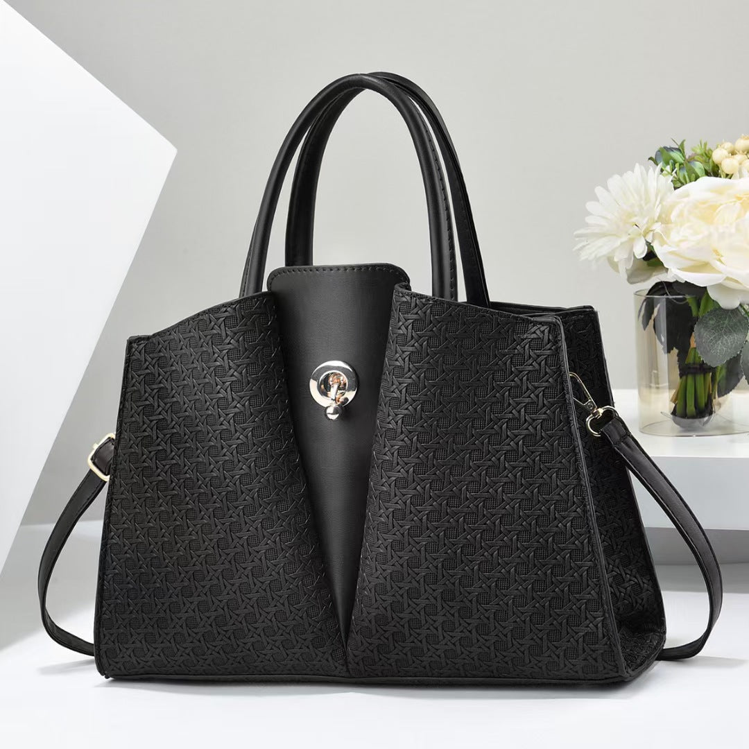 Ladies structured tote bag with elegant pleating technique-https://detail.1688.com/offer/756003148435.html-Calm Wears-Black-33-Calm Wears