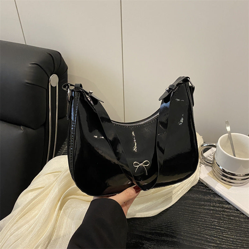 Premium Glossy Faux Leather Hobo Bag