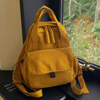 Cord-Backpack with Multiple Compartments and Reinforced Bottom
