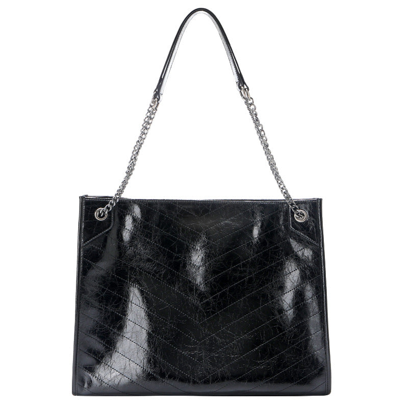 Women's Tote Bag made of shiny faux leather with quilted pattern-https://detail.1688.com/offer/1039394774896.html-Calm Wears-Black-39-Calm Wears