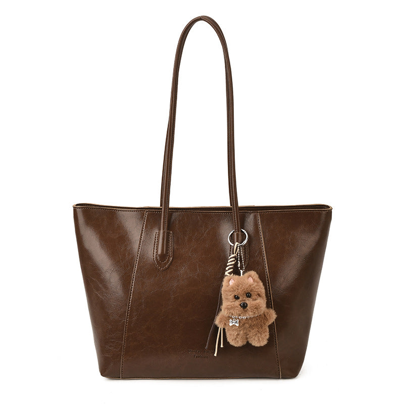 Women’s tote bag with high-quality faux leather and practical interior-https://detail.1688.com/offer/999454802196.html-Calm Wears-mud-Size: With pendant-Calm Wears
