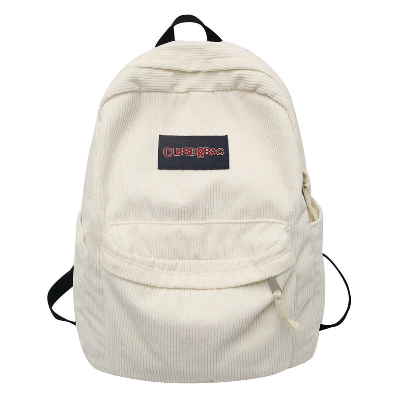 Corduroy Utility School Backpack-https://detail.1688.com/offer/827803900455.html-Calm Wears-White-Calm Wears
