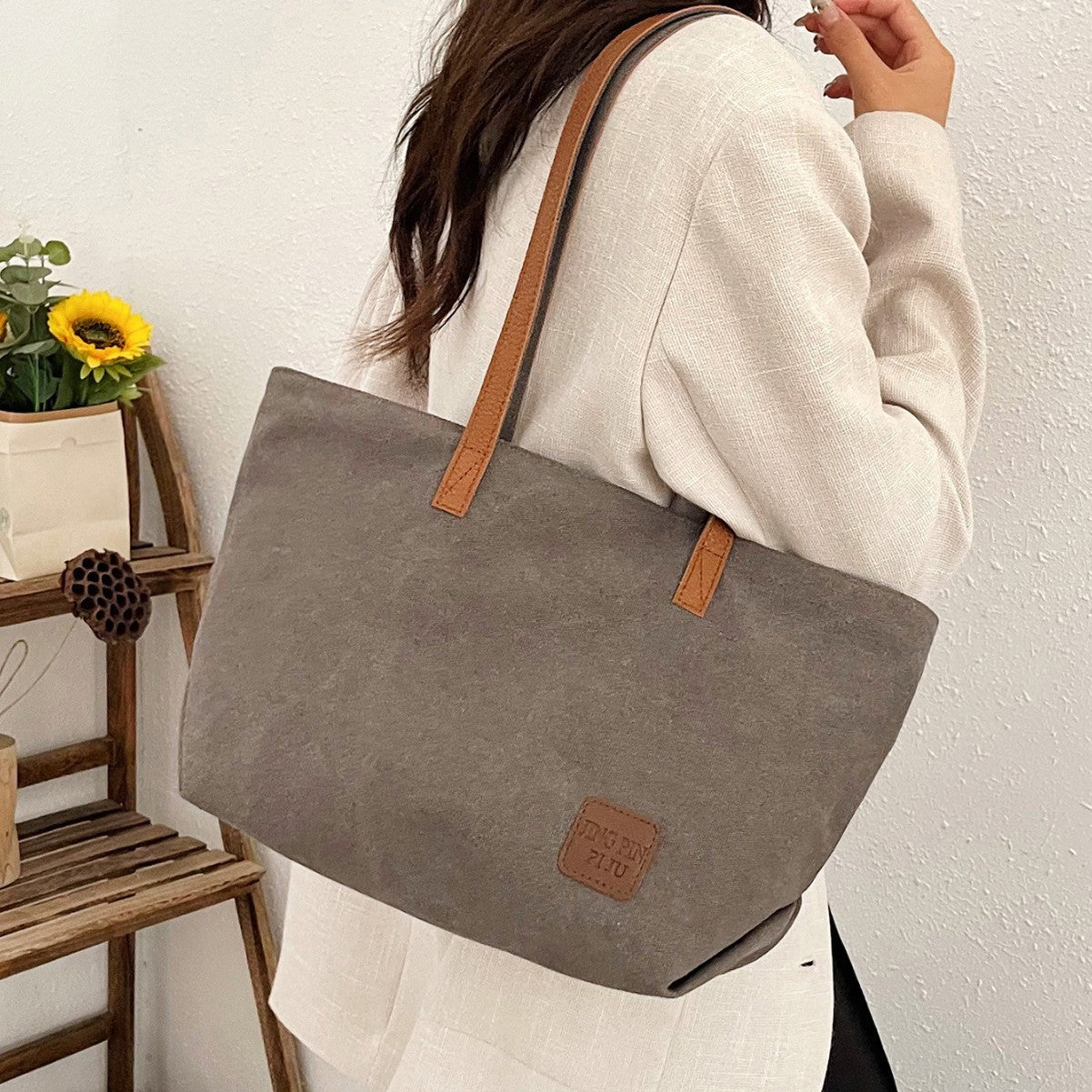 Ladies elegant tote bag-https://detail.1688.com/offer/851557556086.html-Calm Wears-Gray-nothing-Calm Wears