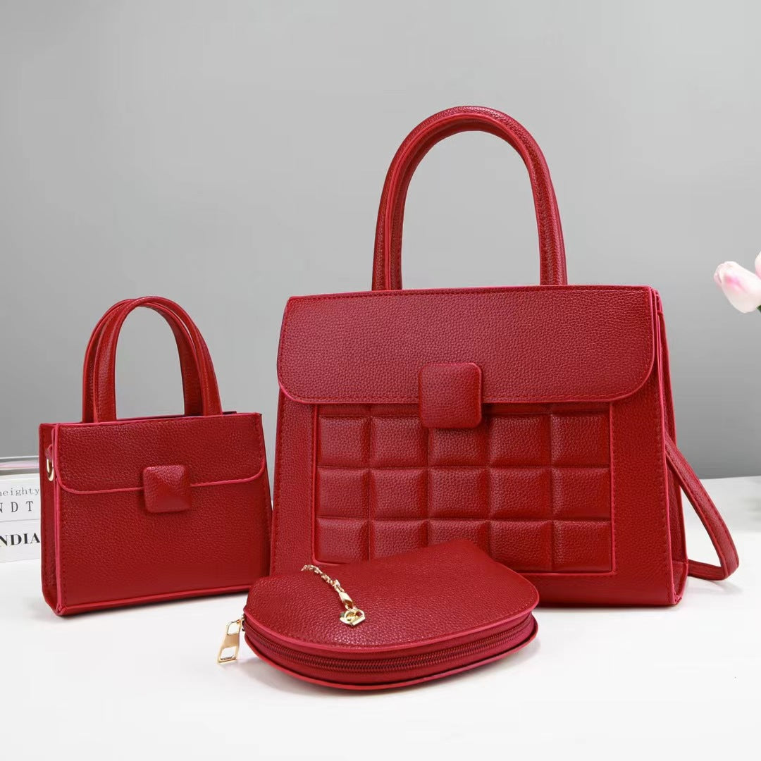 Women high-quality handbag set with stylish accents-https://detail.1688.com/offer/748880279823.html-Calm Wears-Wine red-30-Calm Wears