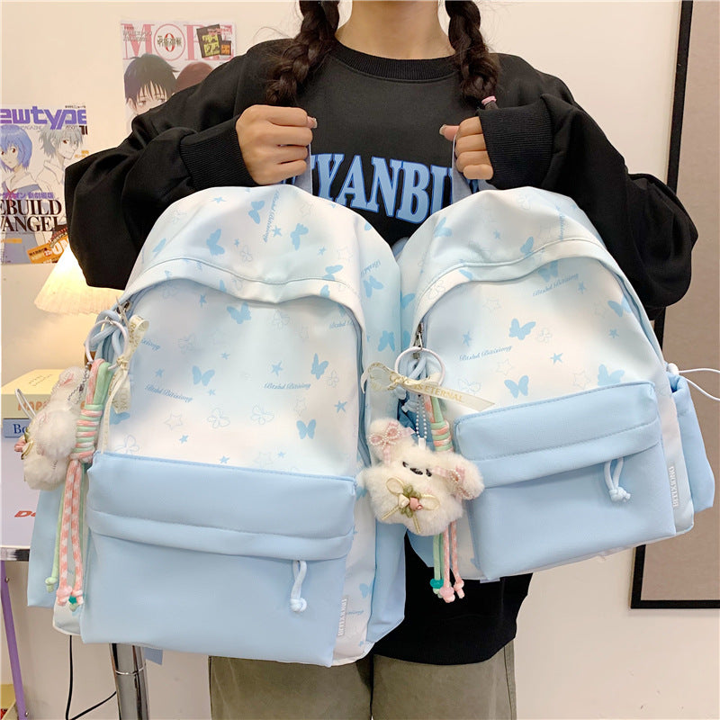 Leisure Backpack with Floral Appliqués