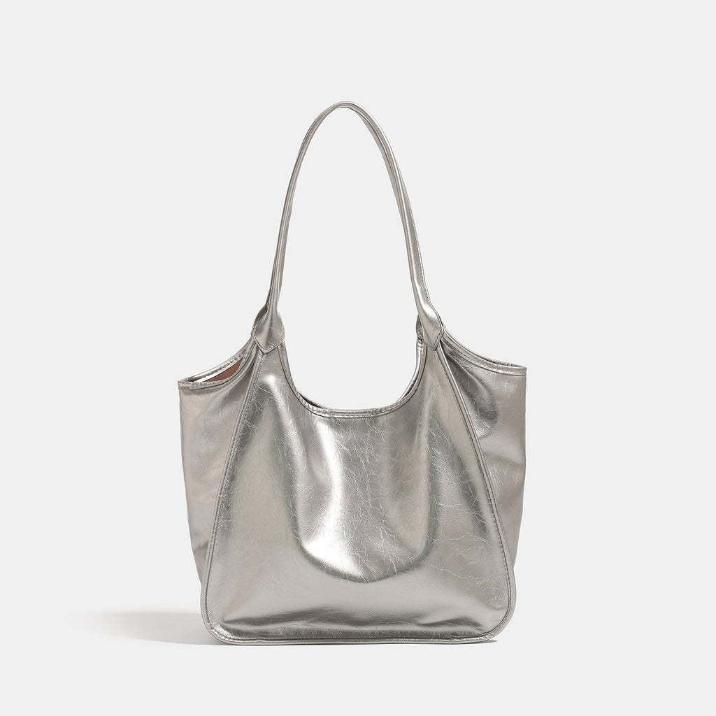 Women’s fashionable tote bag with shiny surface-https://detail.1688.com/offer/973399469469.html-Calm Wears-Silver-nothing-Calm Wears