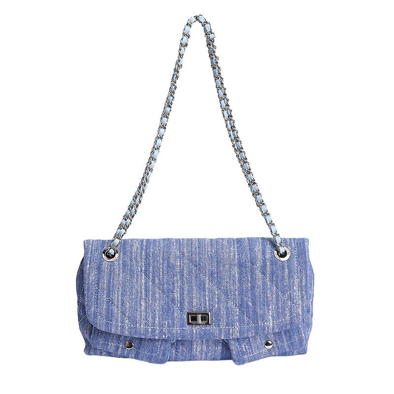 Women's quilted shoulder bag with fashionable chain accent-https://detail.1688.com/offer/1039173588256.html-Calm Wears-Blue-nothing-Calm Wears