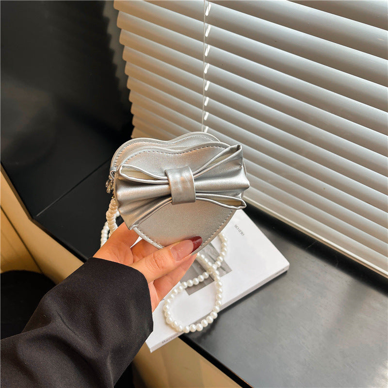 WoHeart-Shaped Bow Clutch Bag