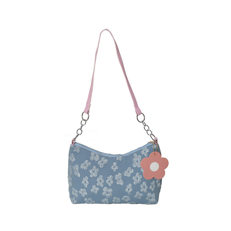 Stylish Hobo Handbag with Floral Charm