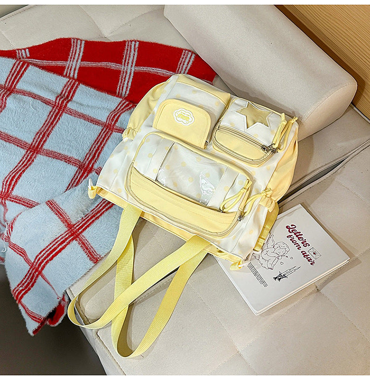 Multi-Pocket School Backpack and Tote Bag Set-https://detail.1688.com/offer/1028148549067.html-Calm Wears-Yellow-Calm Wears