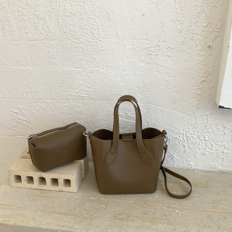 Women's mini shoulder bag with removable cosmetic pouch