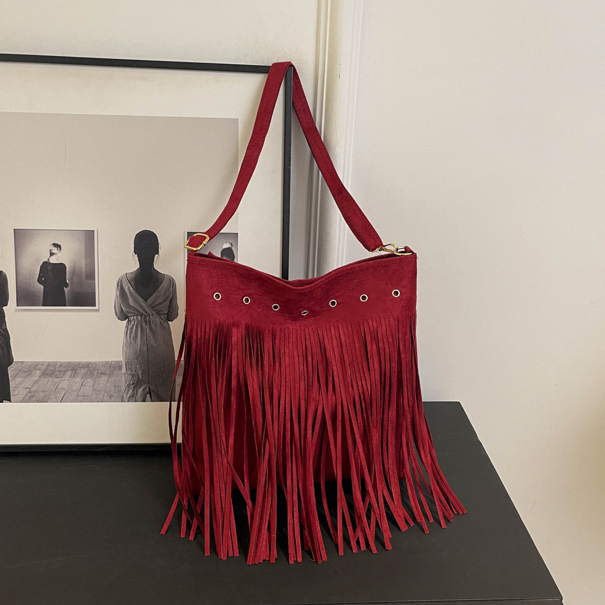Suede Fringe Shoulder Bag