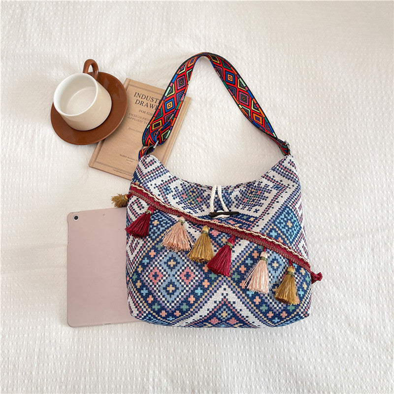WoEthnic Patterned Flap Hobo Bag