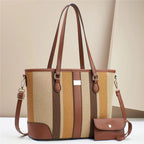 Women's tote bag with textured outer material and removable mini clutch-https://detail.1688.com/offer/785335558810.html-Calm Wears-Coffee-31-Calm Wears