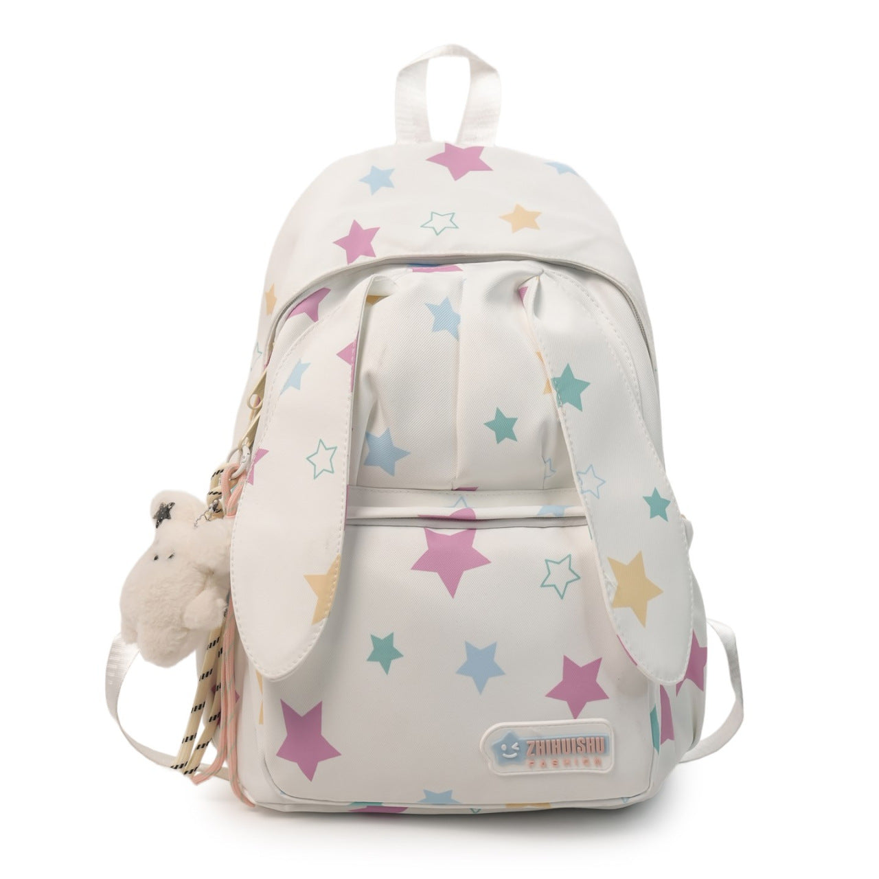 Cute Animal Ears Star Print School Backpack-https://detail.1688.com/offer/1017031405846.html-Calm Wears-White-Calm Wears