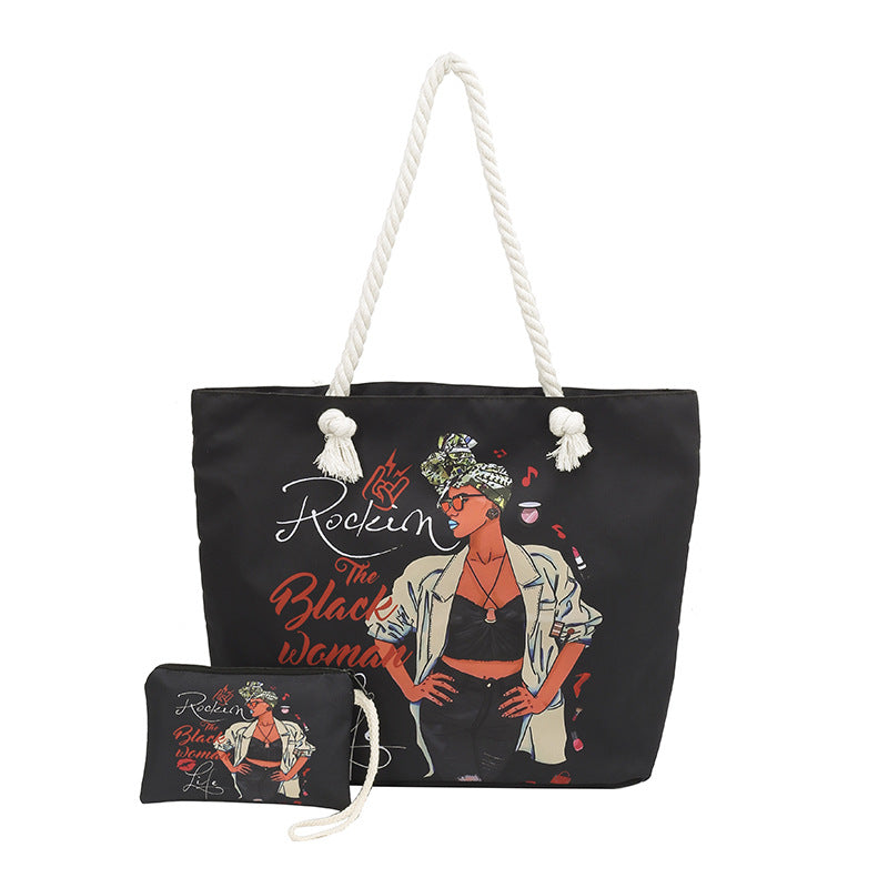 Stylish Graphic Print Beach Tote Bag