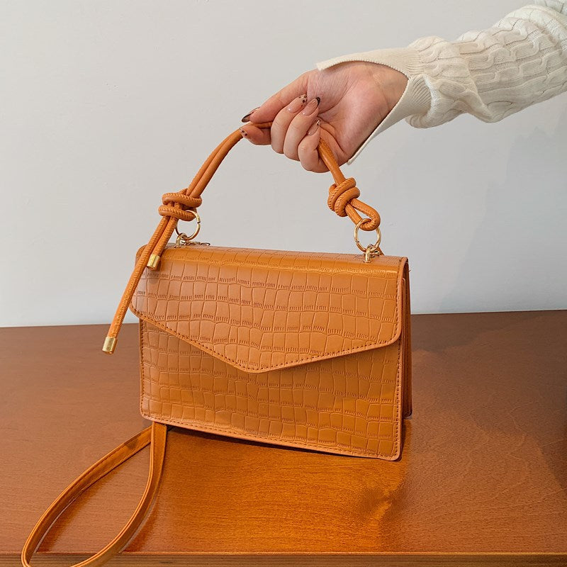 Crocodile-Embossed Handcrafted Crossbody Bag