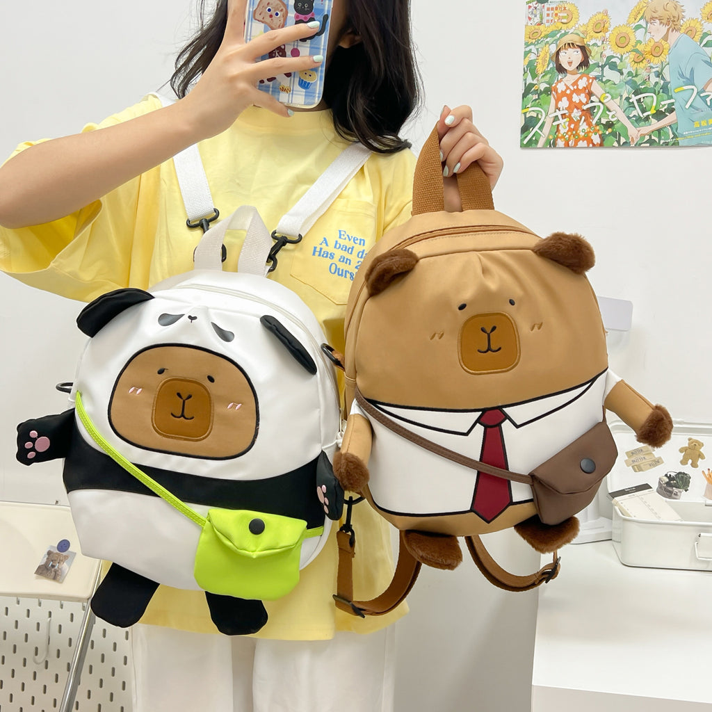 Plush backpack with funny bear design