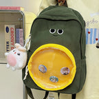Backpack with Transparent Viewing Window and Animal Pendant