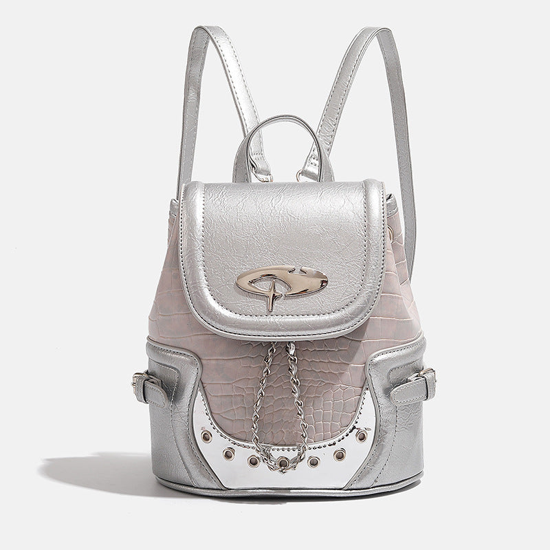 Fashionable Crocodile-Embossed Mini Backpack