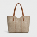 Large vegan leather tote bag, work shoulder bag-mayfair ellis20260422-Calm Wears-Beige-Calm Wears