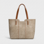 Large vegan leather tote bag, work shoulder bag-mayfair ellis20260422-Calm Wears-Beige-Calm Wears