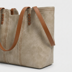 Large vegan leather tote bag, work shoulder bag-mayfair ellis20260422-Calm Wears-Beige-Calm Wears