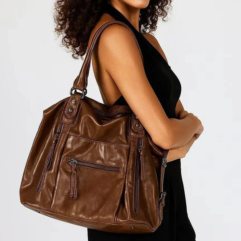 multipocket shoulder bag fashion retro commuter underarm motorcycle bag brand design crossbody bag large travel bag-Calm Wears-Black-Calm Wears