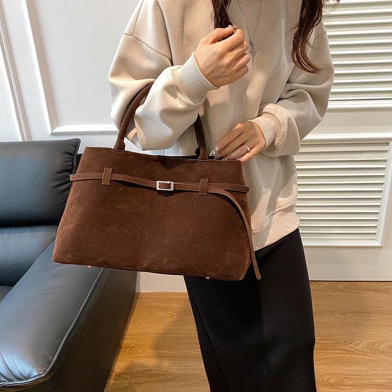 Suede Shoulder Handbag-dione couture20260421-Calm Wears-Cafe-Calm Wears