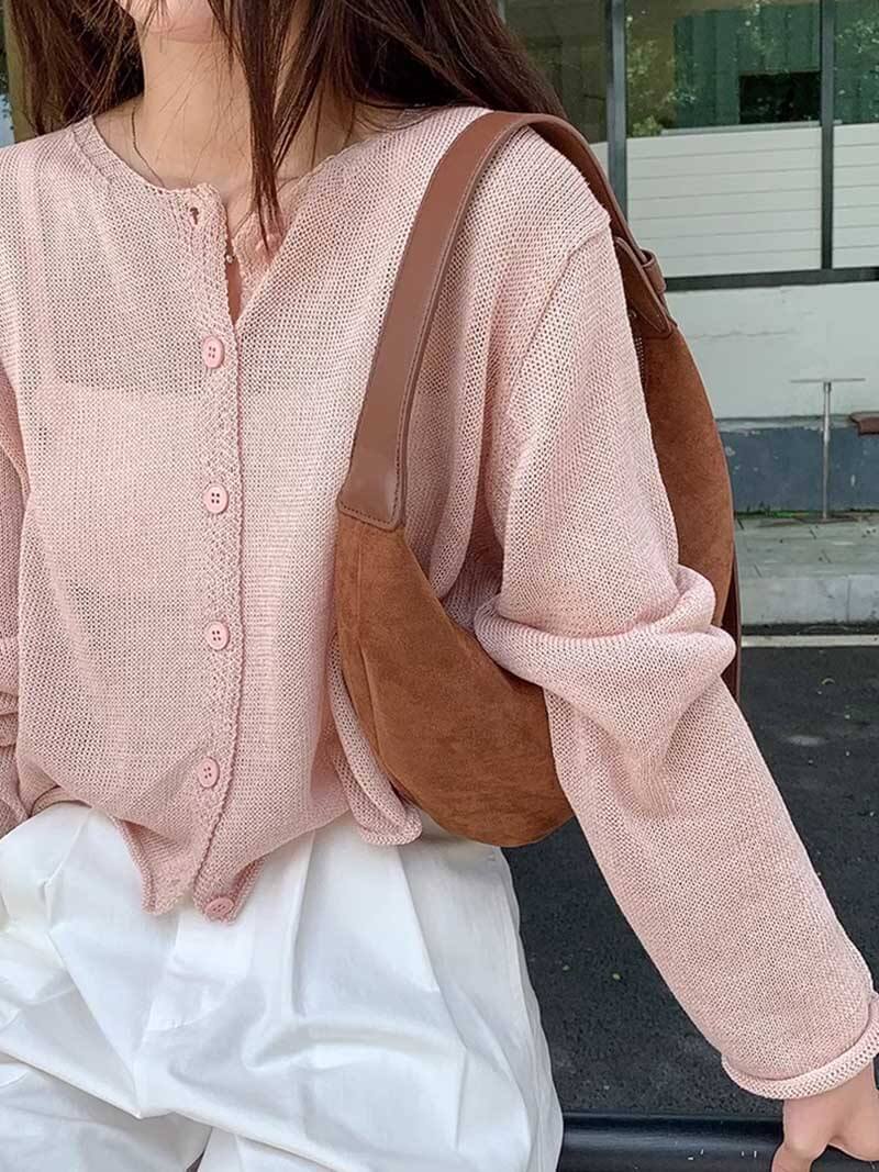 Half Moon Bag Made of Suede