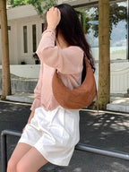 Half Moon Bag Made of Suede