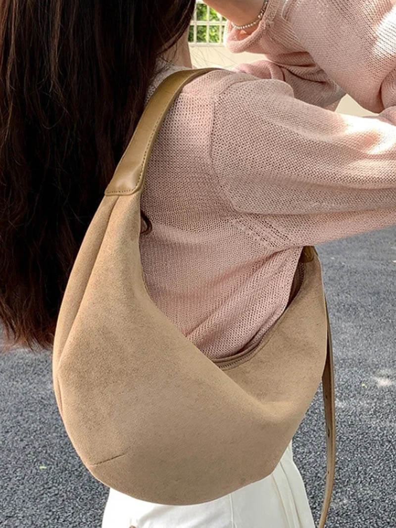 Half Moon Bag Made of Suede