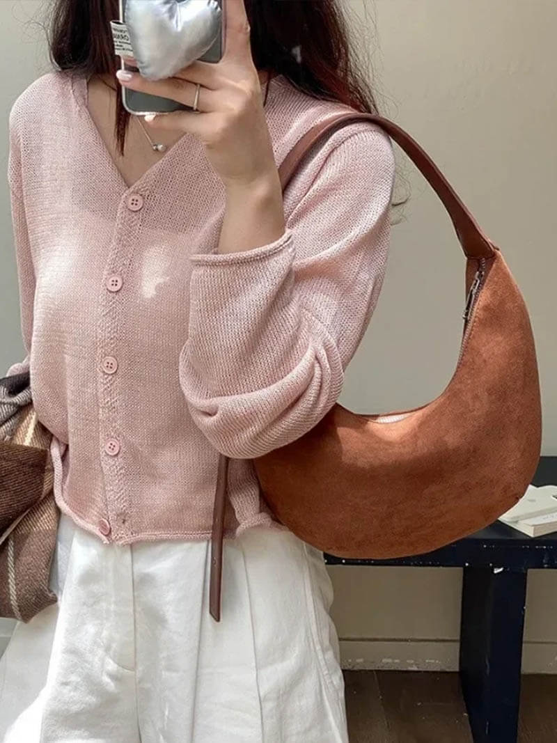 Half Moon Bag Made of Suede