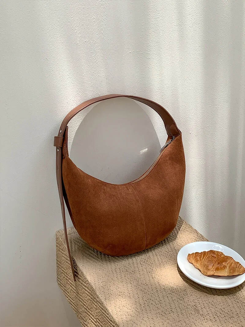 Half Moon Bag Made of Suede