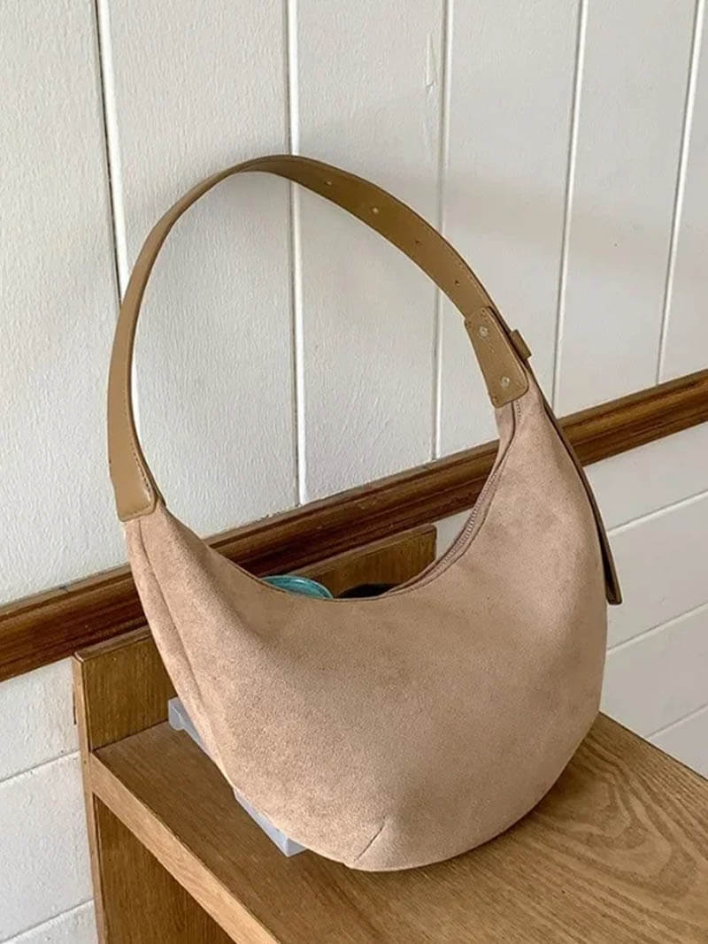 Half Moon Bag Made of Suede