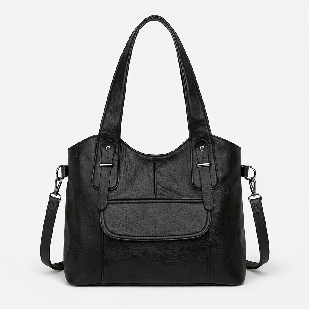 Large vegan cowhide bag, shoulder bag-mayfair ellis20260422-Calm Wears-Black-Calm Wears