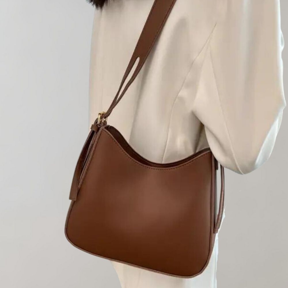 Zipper Small Shoulder Bag Faux Leather Bag