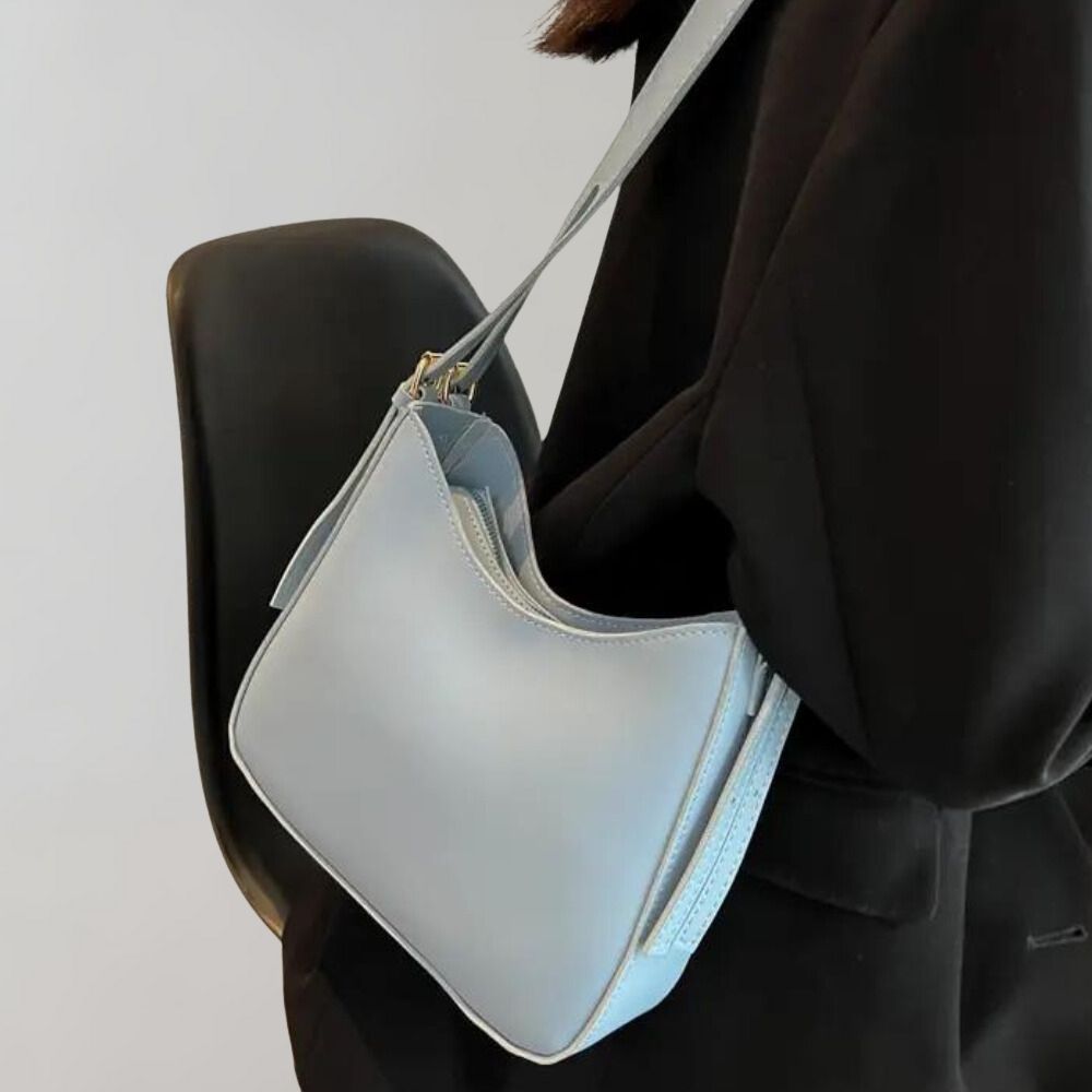 Zipper Small Shoulder Bag Faux Leather Bag
